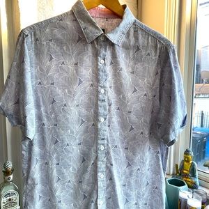 Leaf Patterned Short Sleeve Button Down